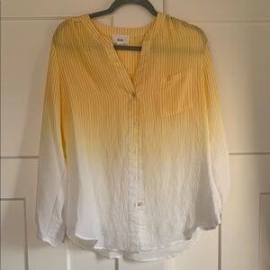 {fyve} NWOT Women's Yellow & White Button Down Ombre Shirt